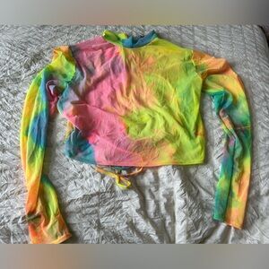 Colorful Mesh Tie-Dye Crop Top